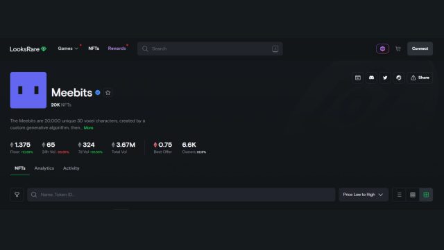 meebits on looksrare nft marketplace