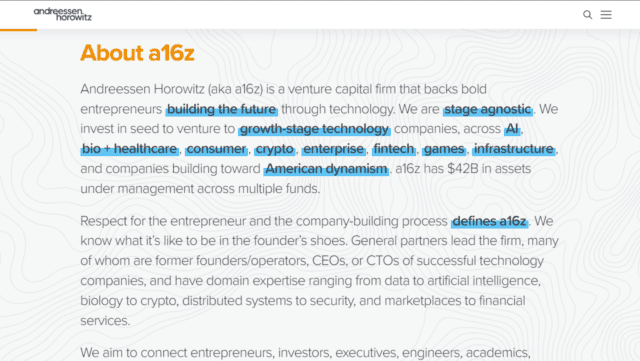 a16z web3 venture capital